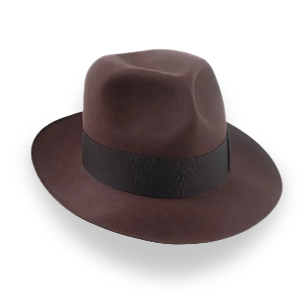Indiana Jones Style Fedora In Sable Brown Beaver Fur Felt | The Pharaoh - Agnoulita Hats 6