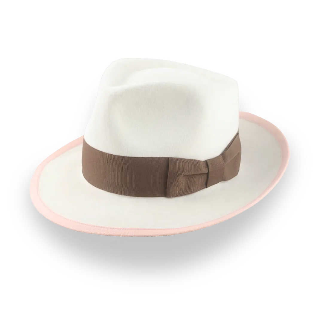 Ivory Teardrop Crown Fedora Hat in Plush Fur Felt | The Galante - Agnoulita Hats 1