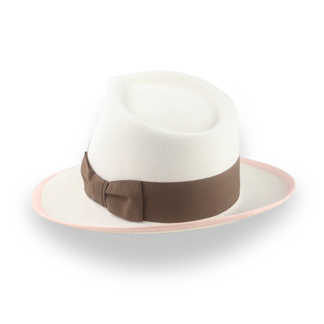 Ivory Teardrop Crown Fedora Hat in Plush Fur Felt | The Galante - Agnoulita Hats 3