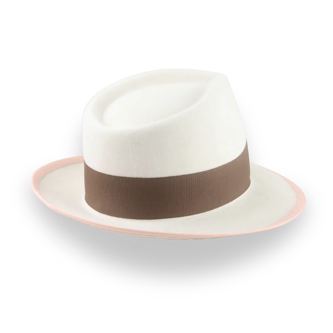 Ivory Teardrop Crown Fedora Hat in Plush Fur Felt | The Galante - Agnoulita Hats 4