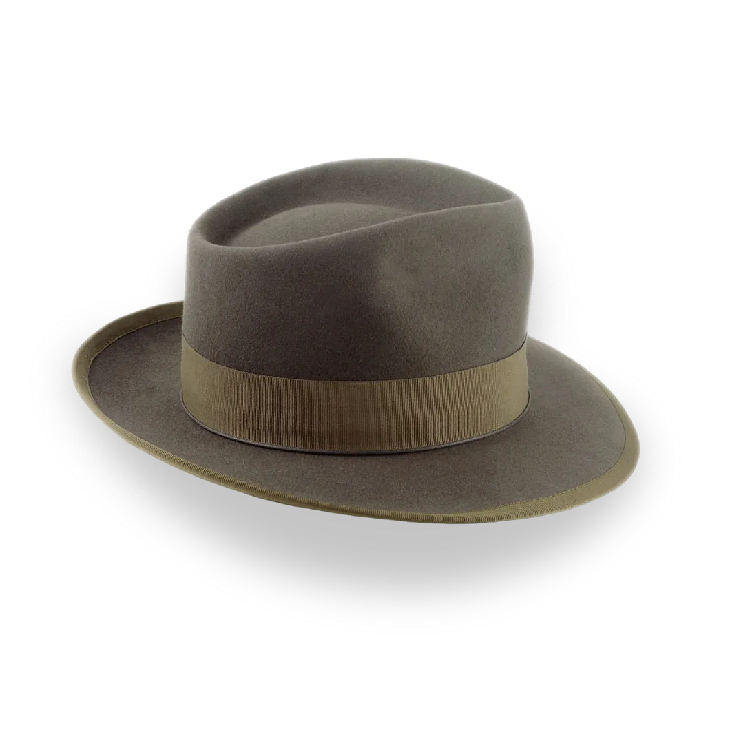 Khaki Vintage Style Fedora Hat in Luxurious Beaver Fur Felt |  The Pandamator - Agnoulita Hats 5