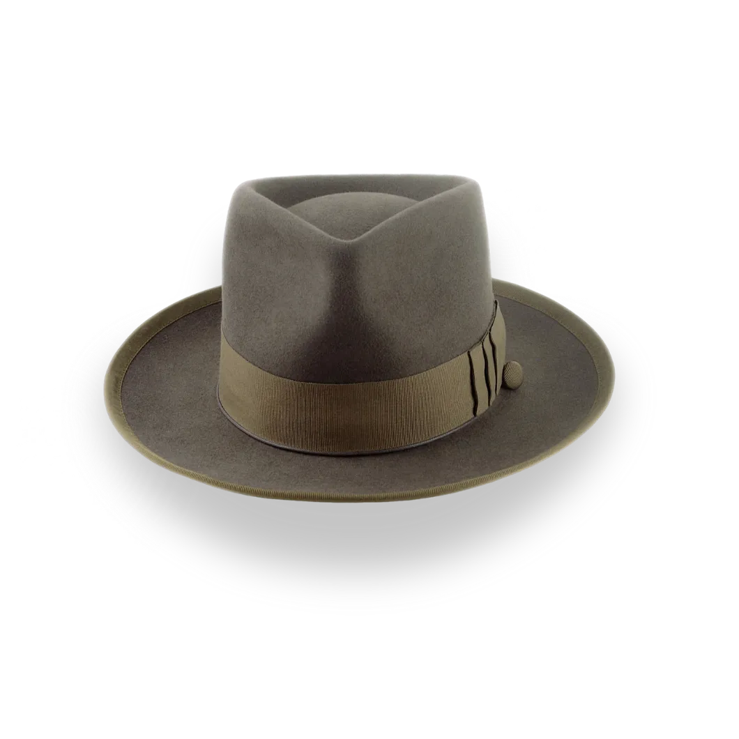 Khaki Vintage Style Fedora Hat in Luxurious Beaver Fur Felt | The Pandamator - Agnoulita Hats 6