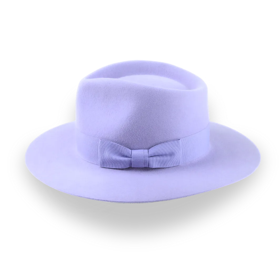 Lavender Flat Brim Fedora in Premium Fur Felt | The Solo - Agnoulita Hats 2