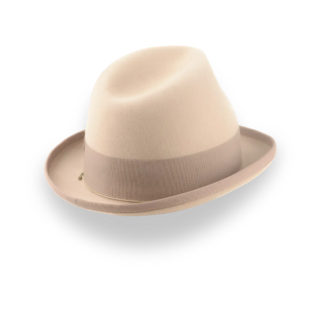 Light Camel Vintage Style Homburg Hat for Men | The Phaeton - Agnoulita Hats 4