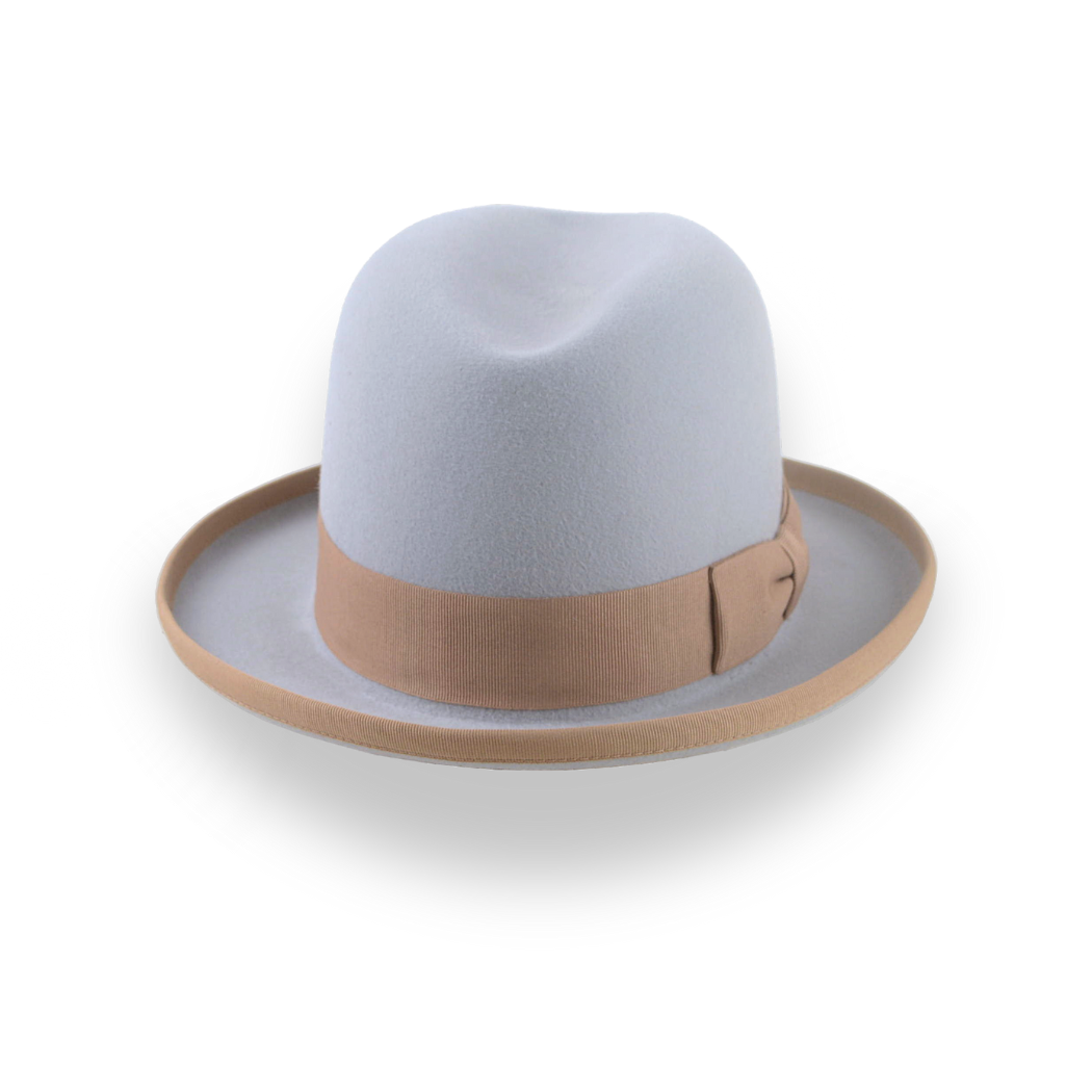 Light Grey Fur Felt Homburg Hat For Men | The Earl - Agnoulita Hats 6