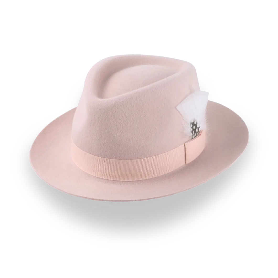 Light Pink Fedora with Medium Crown in Luxurious Fur Felt | The Clubber - Agnoulita Hats 1