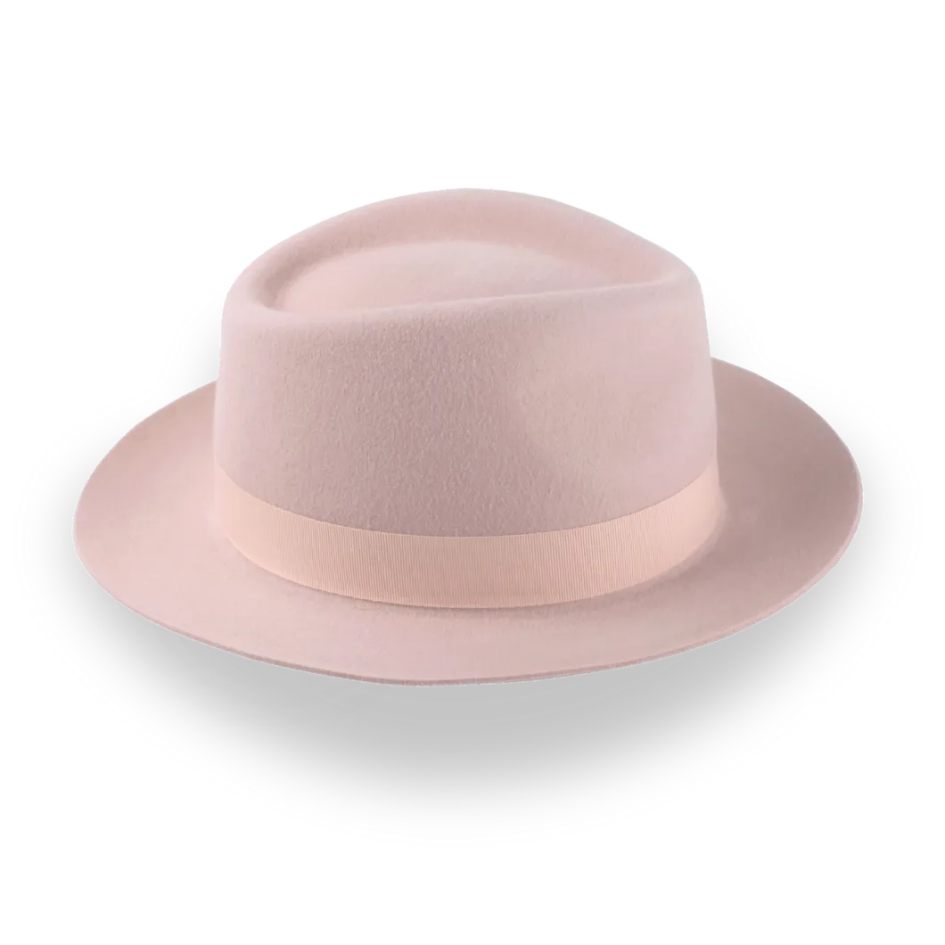 Light Pink Fedora with Medium Crown in Luxurious Fur Felt | The Clubber - Agnoulita Hats 5