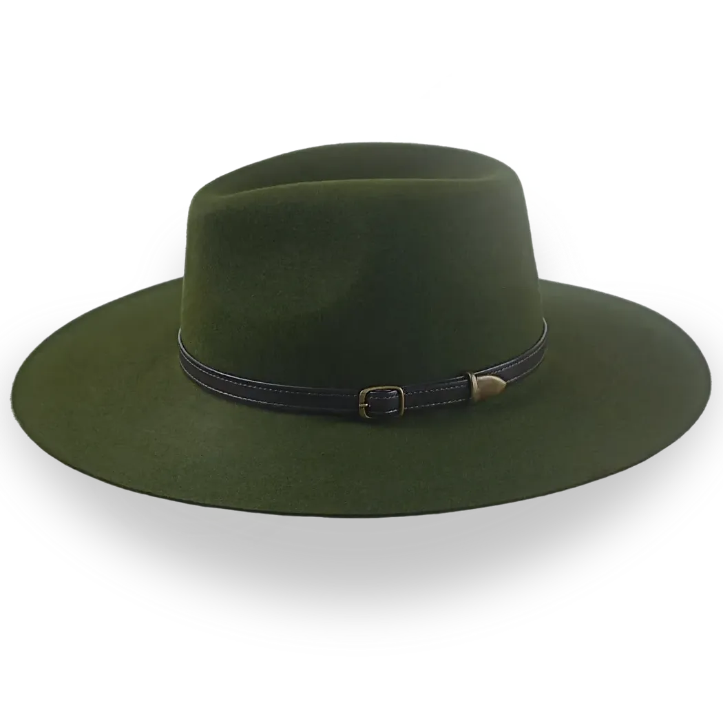 Loden Green Wide Brim Outback Hat in Durable Fur Felt | The Punter - Agnoulita Hats 2