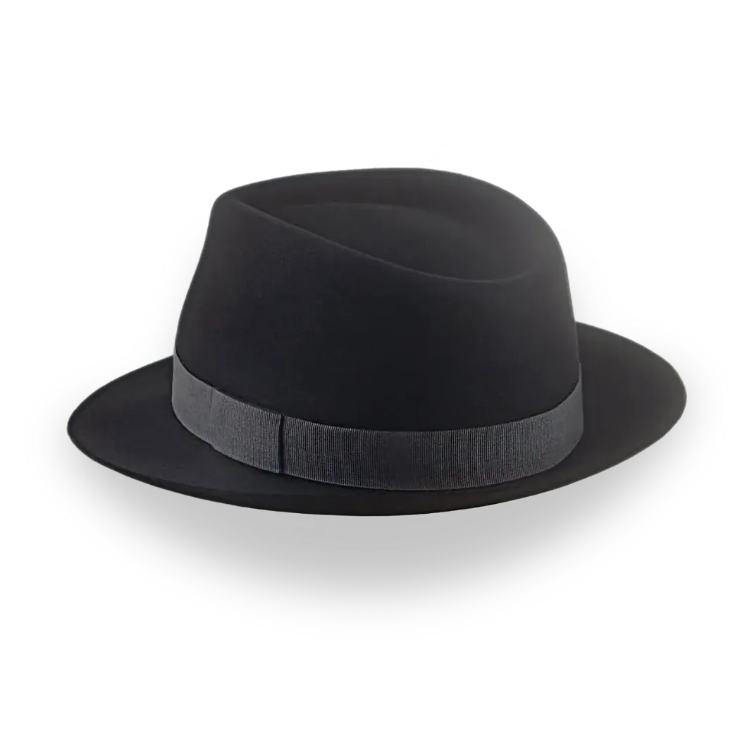 Low Crown Fedora Hat in Black Fur Felt | The Cooper - Agnoulita Hats 3