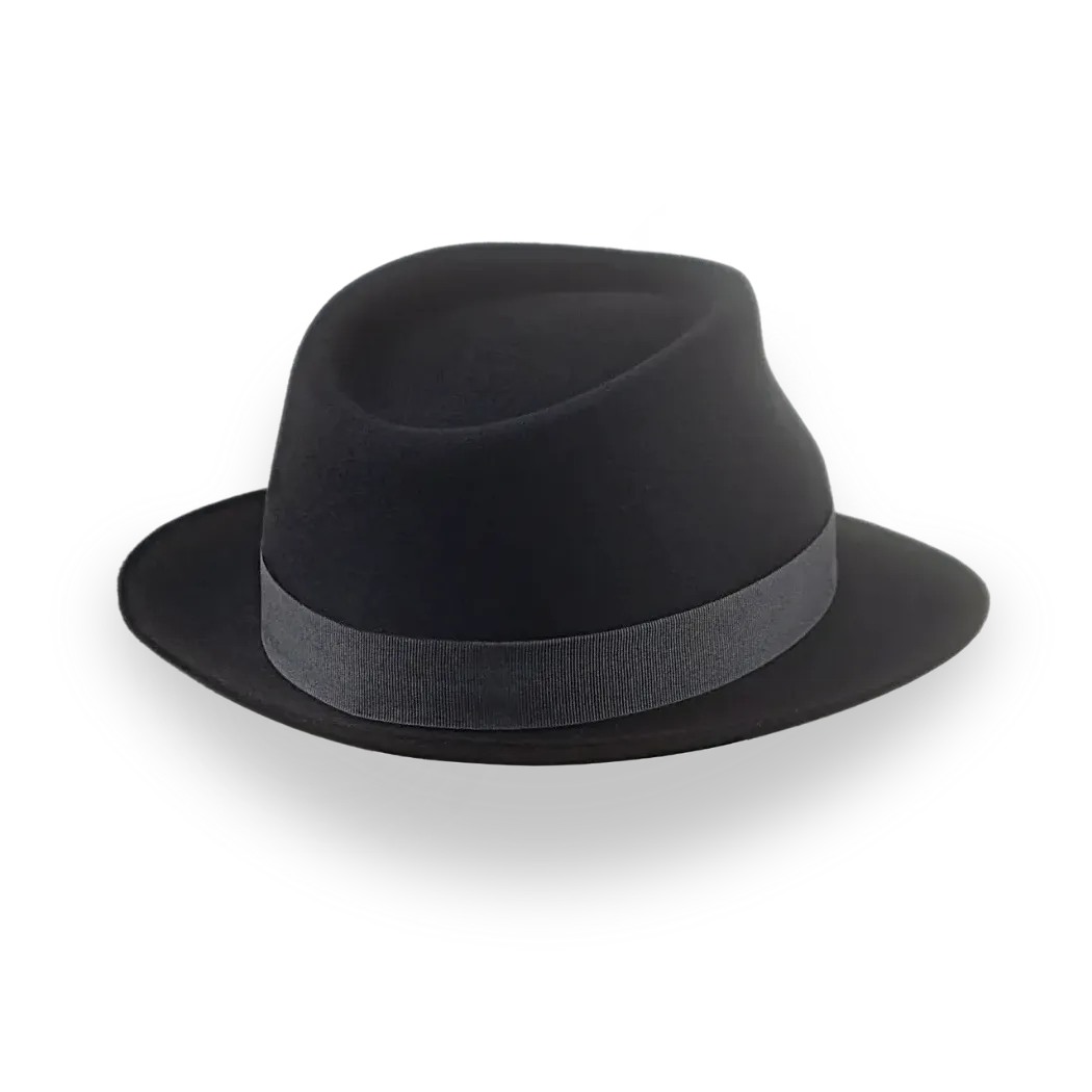 Low Crown Fedora Hat in Black Fur Felt | The Cooper - Agnoulita Hats 4