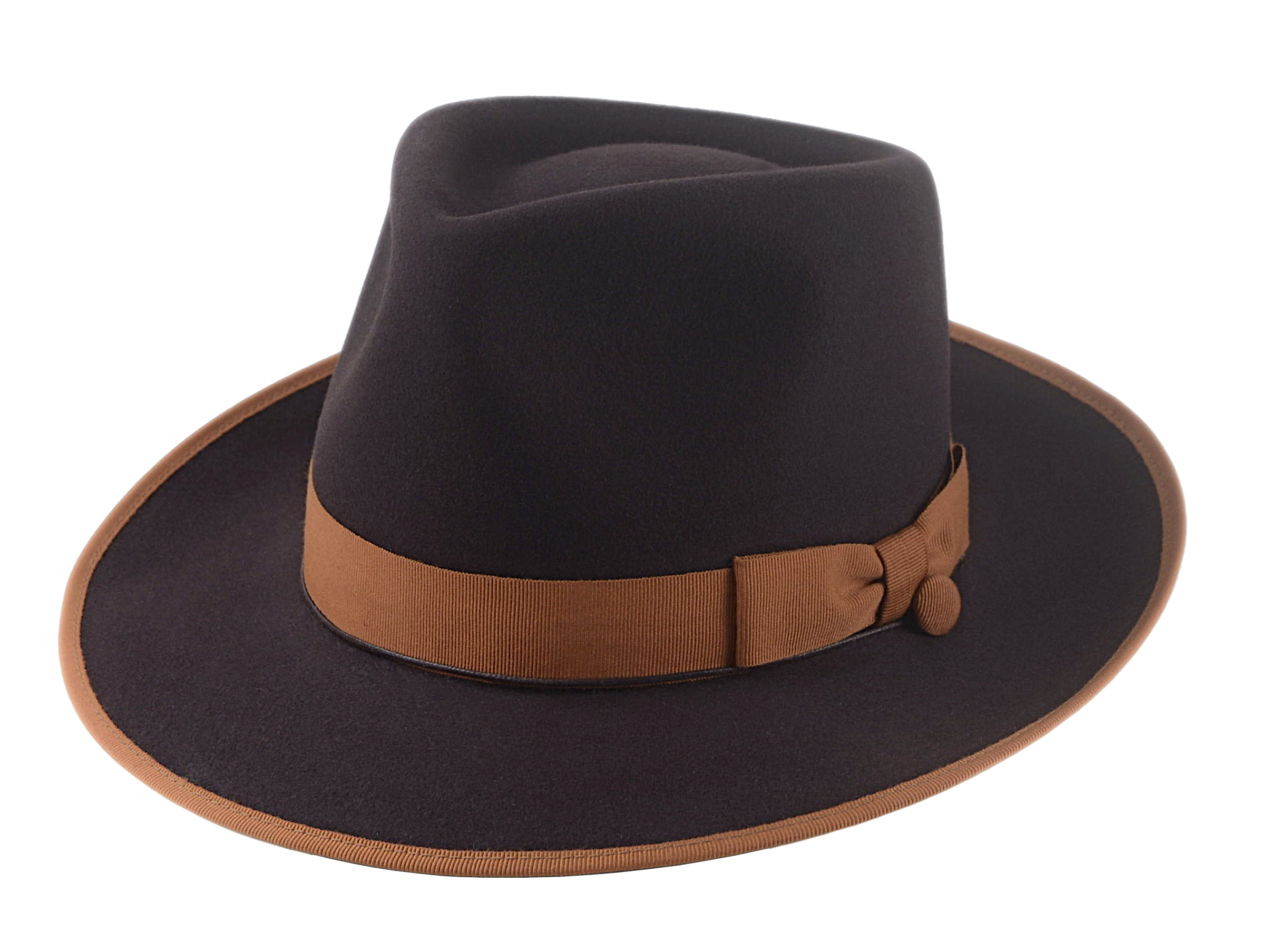 thumbnail image 2 of The Caesar | Chocolate Teardrop Fedora In Beaver Felt – Agnoulita Hats 2 of 11