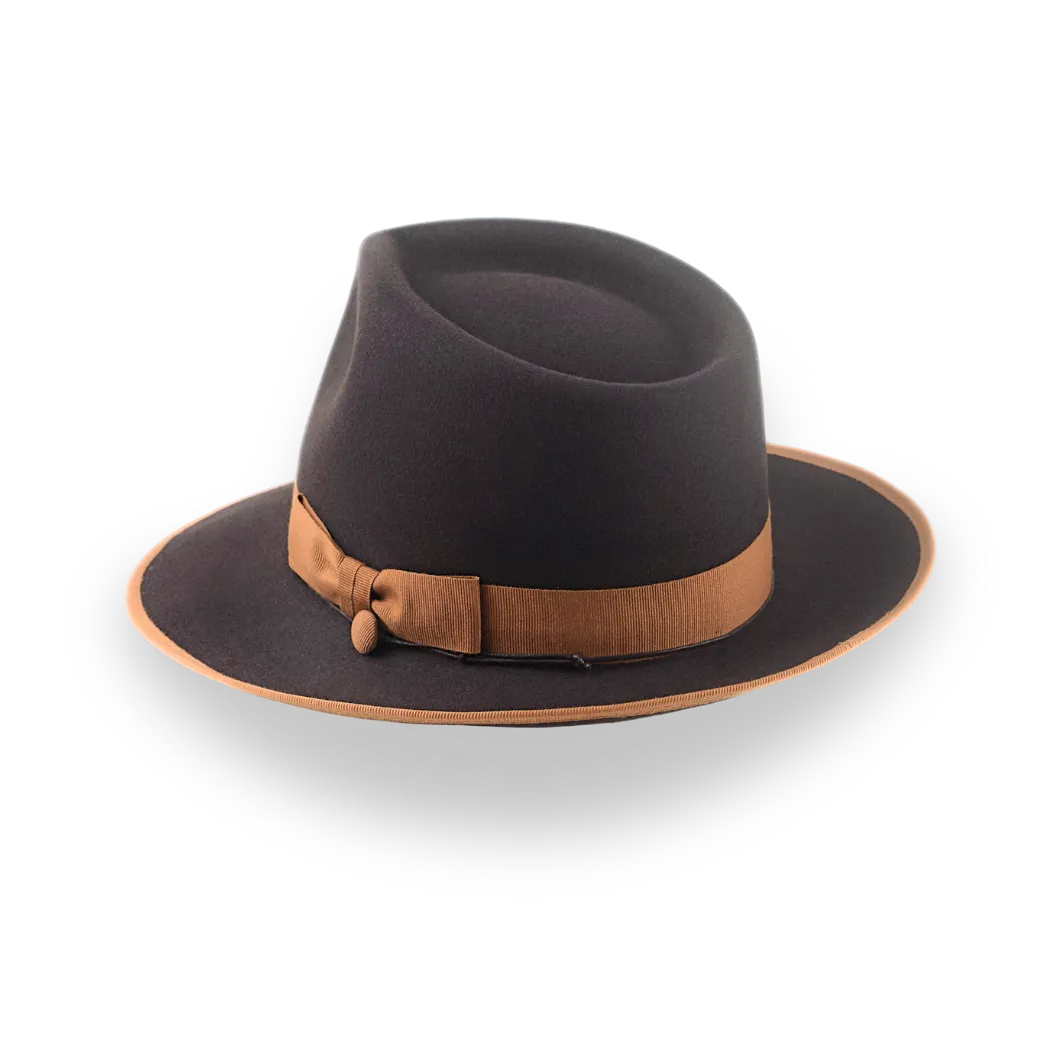Luxury Teardrop Fedora in Chocolate Beaver Fur Felt | The Caesar - Agnoulita Hats 3