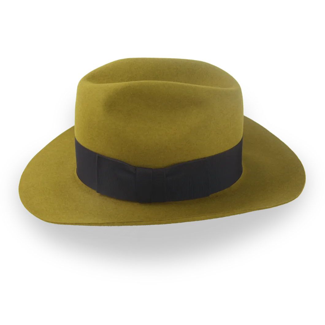 Mustard Yellow Vintage Fedora in Malleable Beaver Fur Felt | The Dover - Agnoulita Hats 2