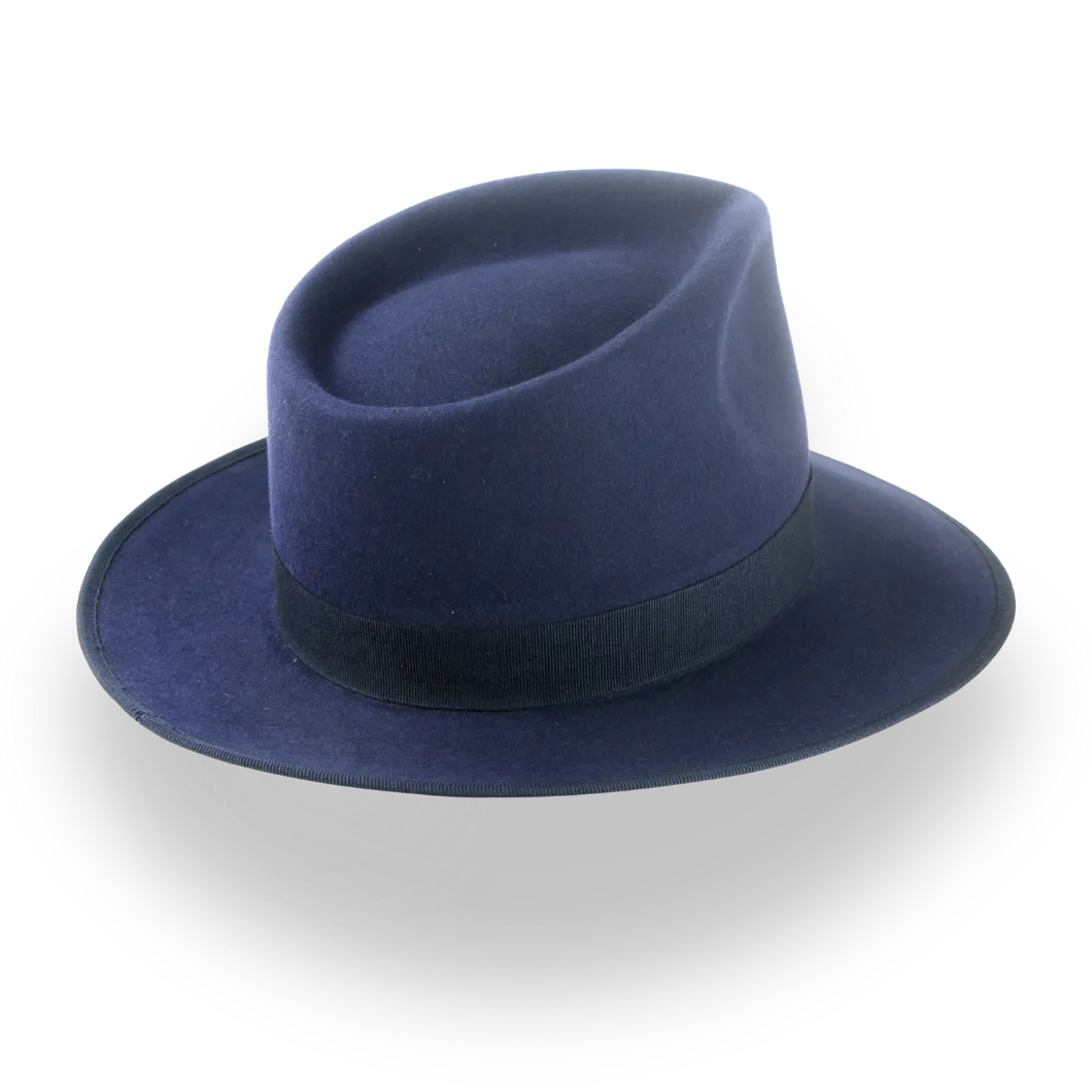 Navy Blue Custom Handcrafted Fedora Hat for Men in Fur Felt | The Tony - Agnoulita Hats 4