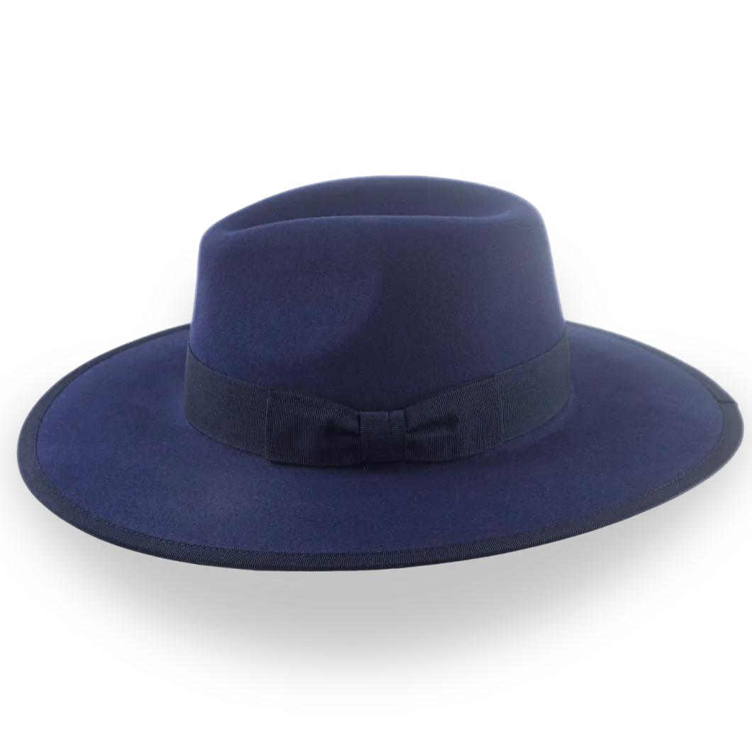Navy Blue Flat Brim Fedora Hat in Stylish Fur Felt | The Taylor - Agnoulita Hats 2