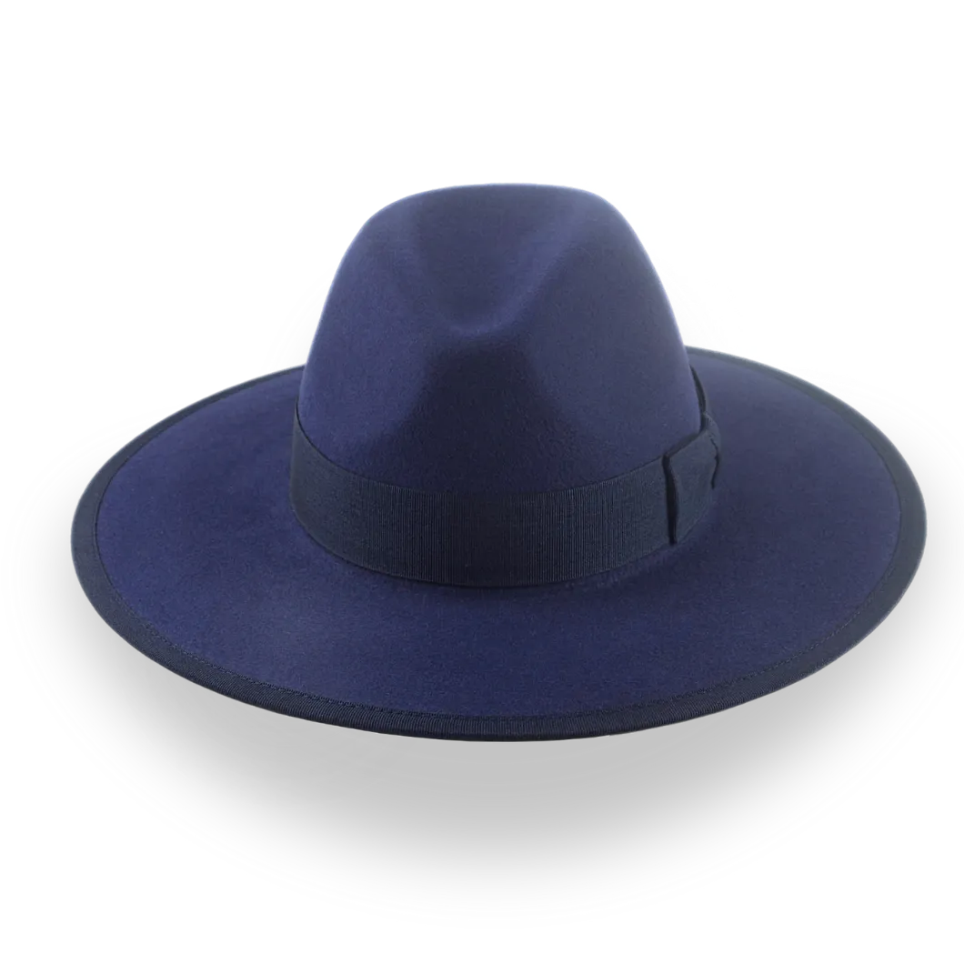 Navy Blue Flat Brim Fedora Hat in Stylish Fur Felt | The Taylor - Agnoulita Hats 6