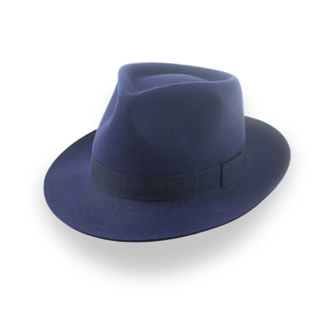 Navy Blue Teardrop Crown Fedora for Men | The Diplomat - Agnoulita Hats 1