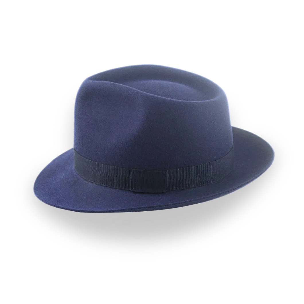 Navy Blue Teardrop Crown Fedora for Men | The Diplomat - Agnoulita Hats 2