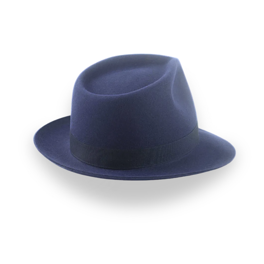 Navy Blue Teardrop Crown Fedora for Men | The Diplomat - Agnoulita Hats 4