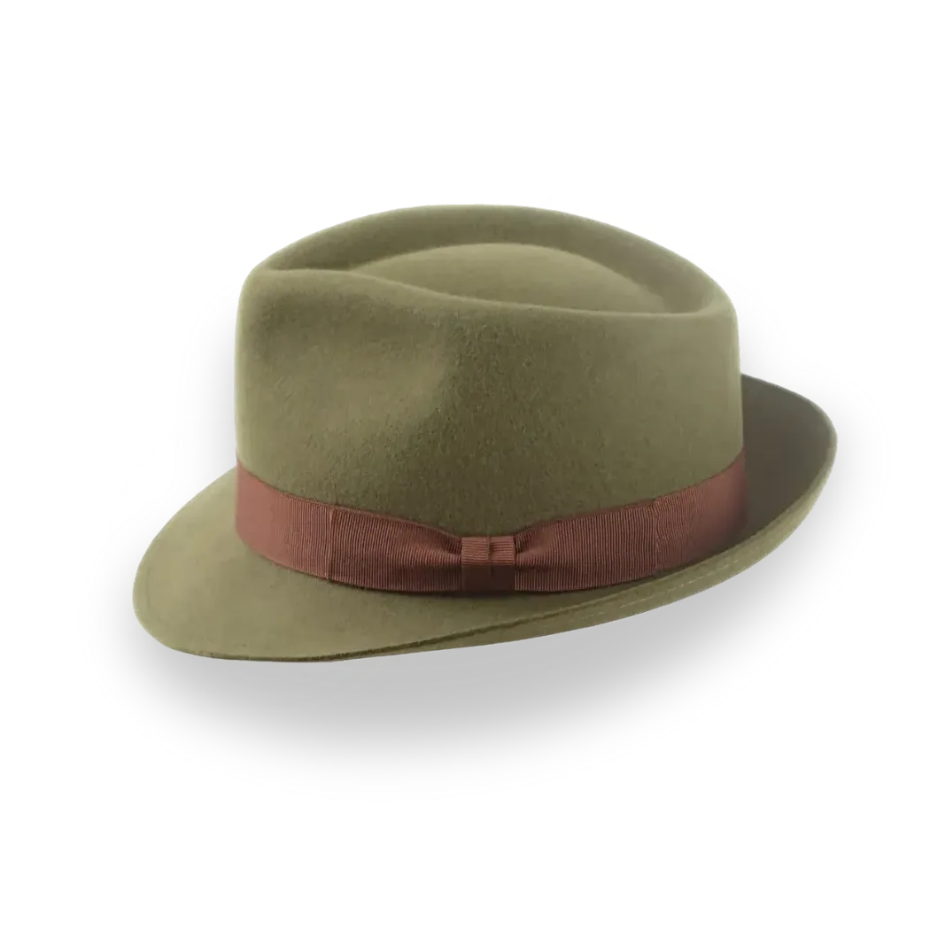 Olive Green Fur Felt Trilby Fedora Hat | The Colombo - Agnoulita Hats 2