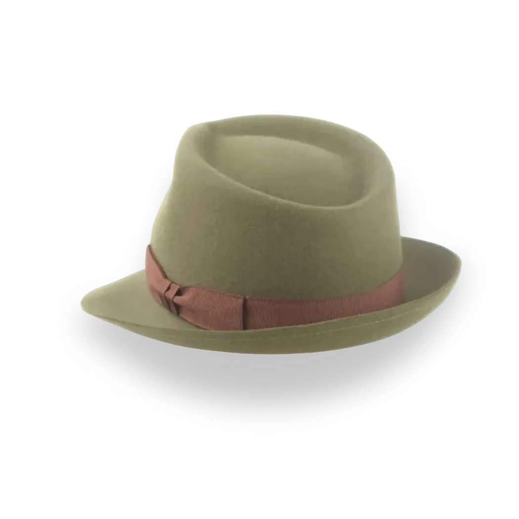 Olive Green Fur Felt Trilby Fedora Hat | The Colombo - Agnoulita Hats 3