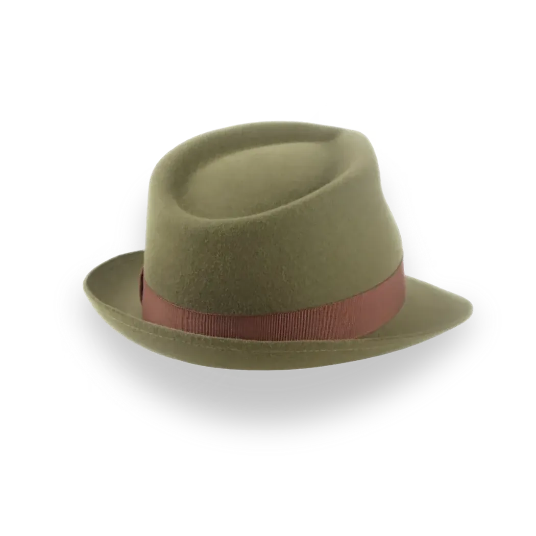 Olive Green Fur Felt Trilby Fedora Hat | The Colombo - Agnoulita Hats 4