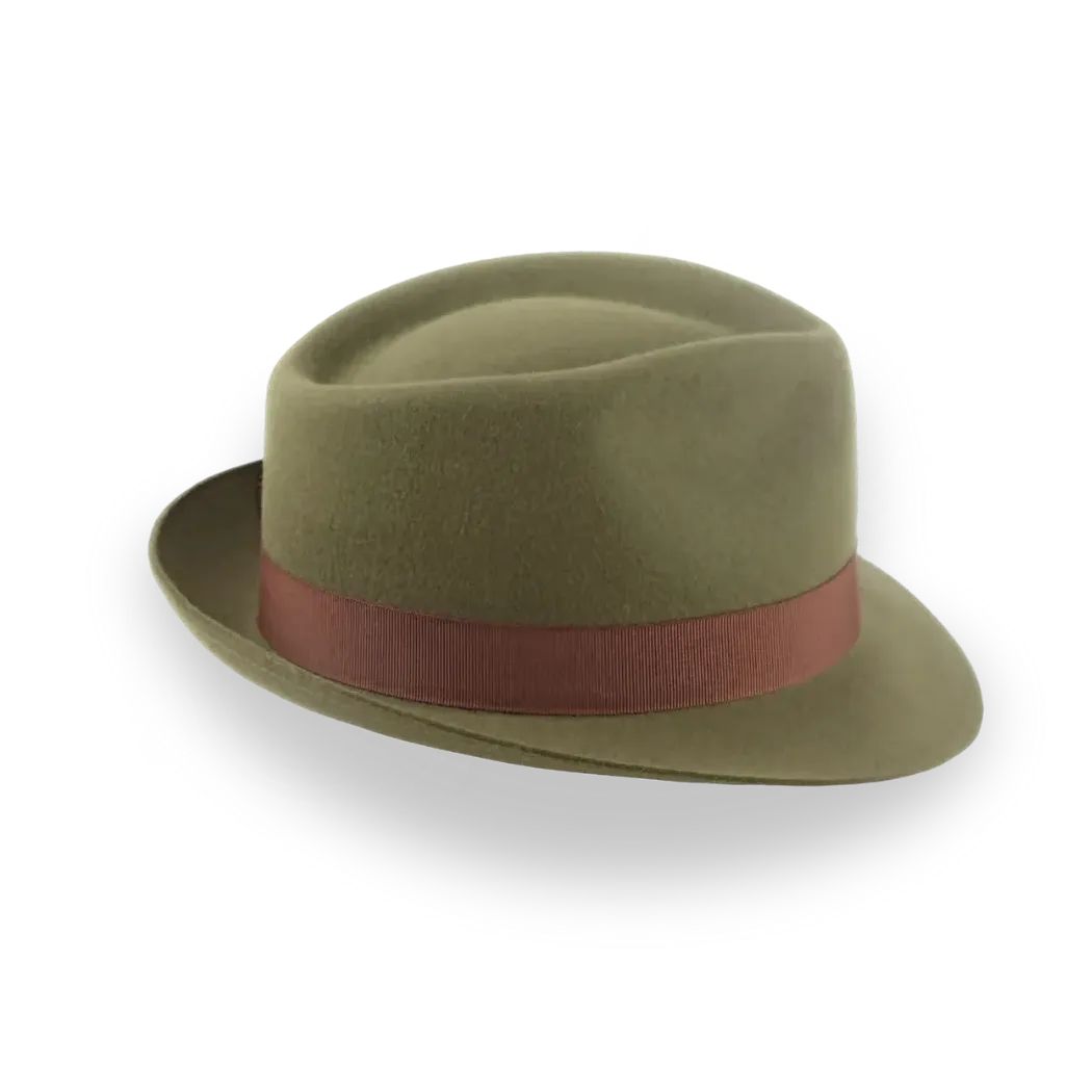 Olive Green Fur Felt Trilby Fedora Hat | The Colombo - Agnoulita Hats 5