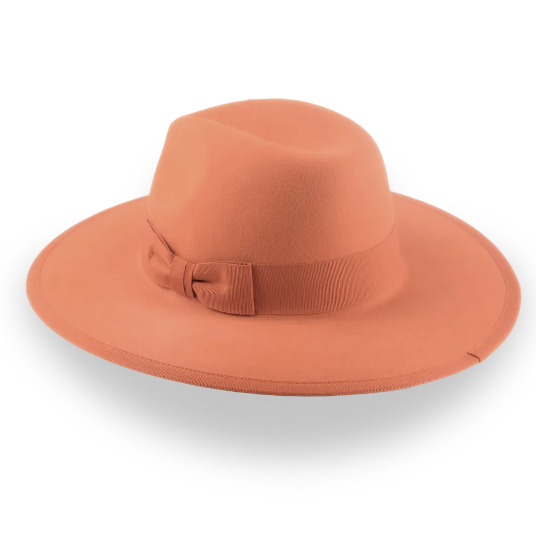 Orange Wide Brim Fedora in Stylish Fur Felt | The Taylor - Agnoulita Hats 3