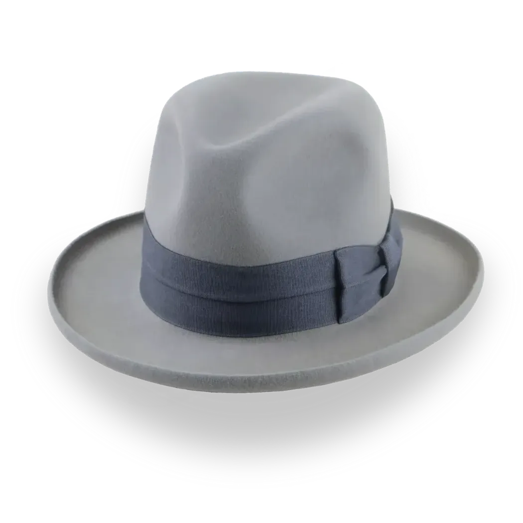 Pewter Grey Pencil Brim Fedora with Exclusive Ribbon Hatband | The Hiero - Agnoulita Hats 1
