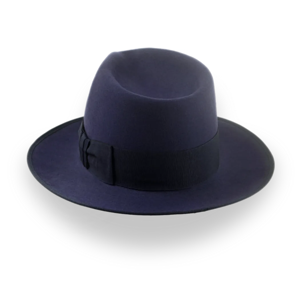 Premium Beaver Fur Mens Navy Blue Fedora Hat | The Castor - Agnoulita Hats 3