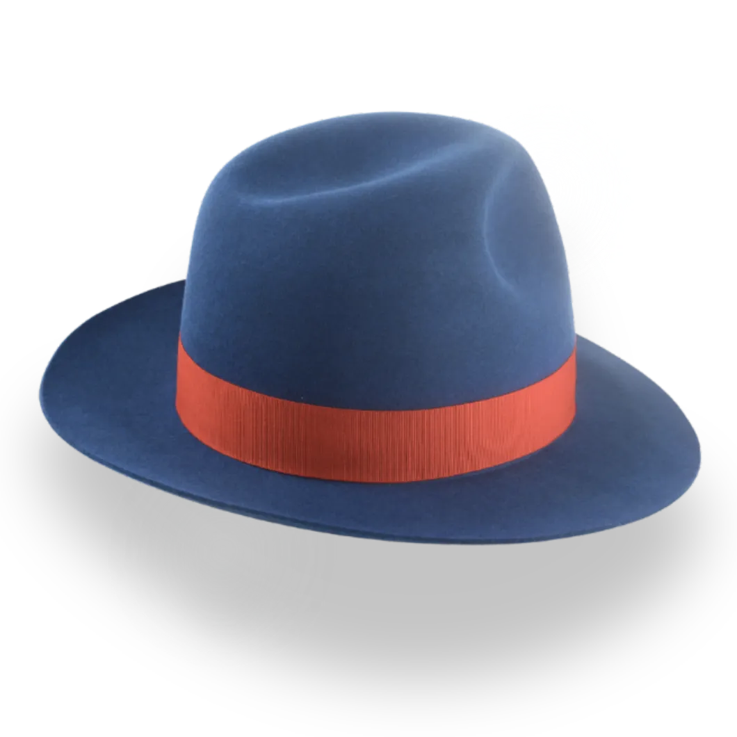 Premium Rabbit Fur Felt Blue Poet Fedora Hat | The Pulsar - Agnoulita Hats 4