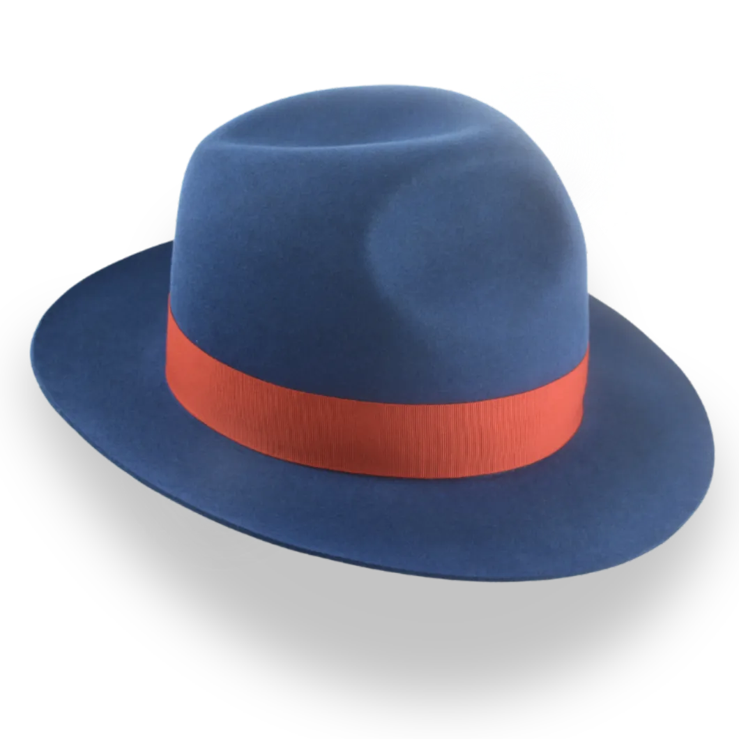 Premium Rabbit Fur Felt Blue Poet Fedora Hat | The Pulsar - Agnoulita Hats 5