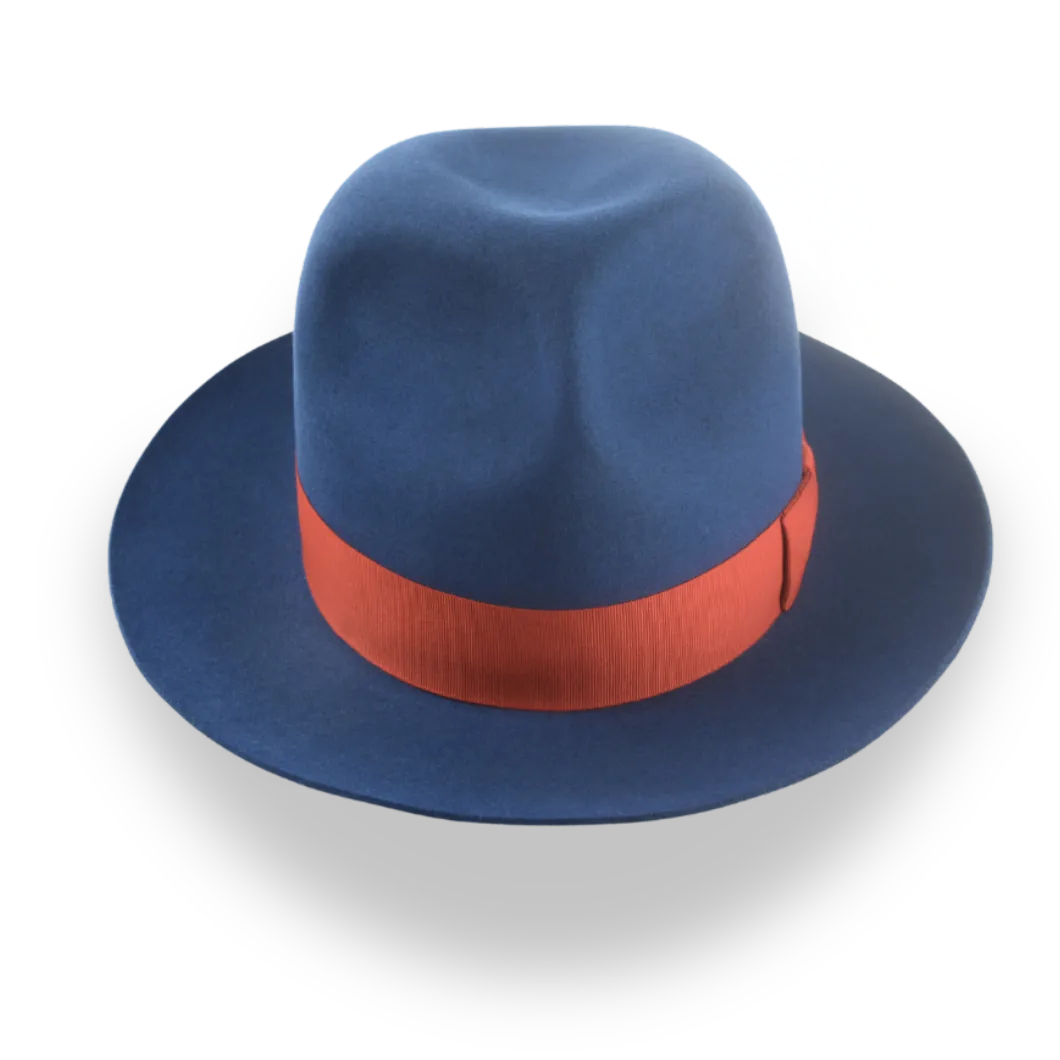 Premium Rabbit Fur Felt Blue Poet Fedora Hat | The Pulsar - Agnoulita Hats 6
