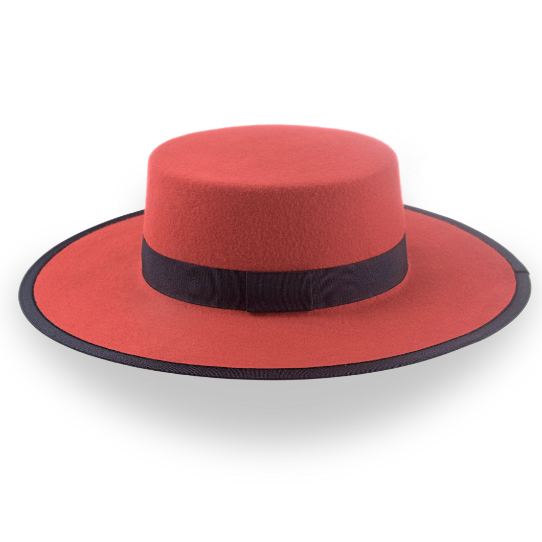 Red Western Hat with Flat Top in Premium Wool Felt | The Bolero - Agnoulita Hats 2