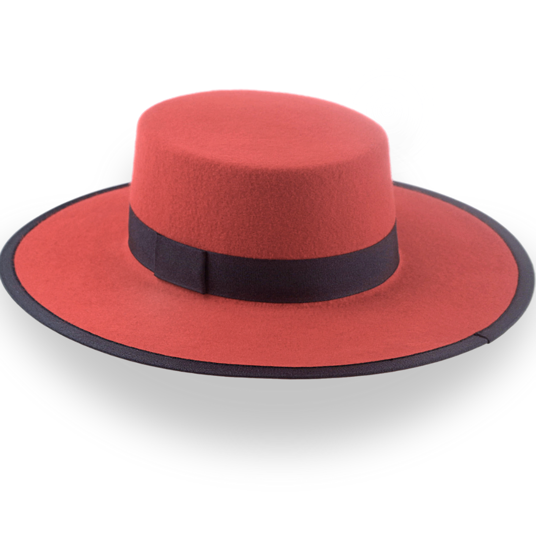 Red Western Hat with Flat Top in Premium Wool Felt | The Bolero - Agnoulita Hats 3
