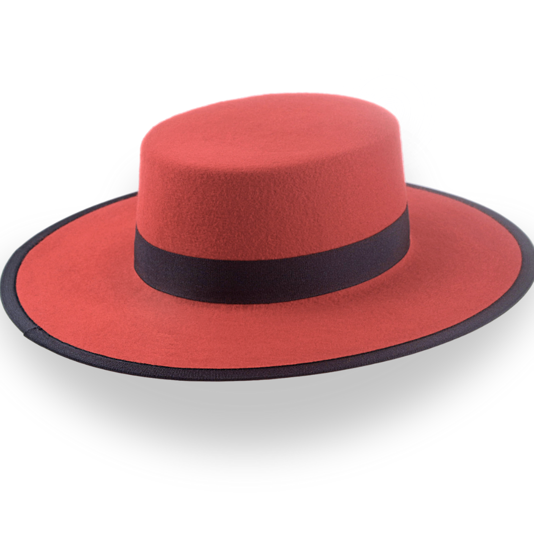 Red Western Hat with Flat Top in Premium Wool Felt | The Bolero - Agnoulita Hats 4