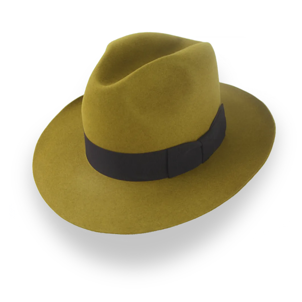 Retro Mustard Fedora Hat in Artisanal Beaver Fur Felt | The Chacho - Agnoulita Hats 1