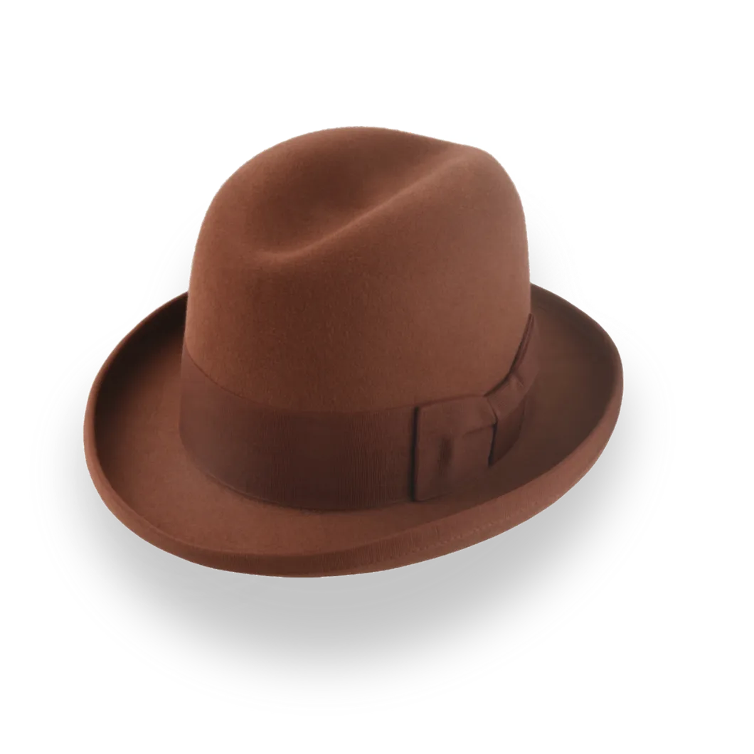 Rust Homburg Hat For Men in Rich Fur Felt | The Mage - Agnoulita Hats 1
