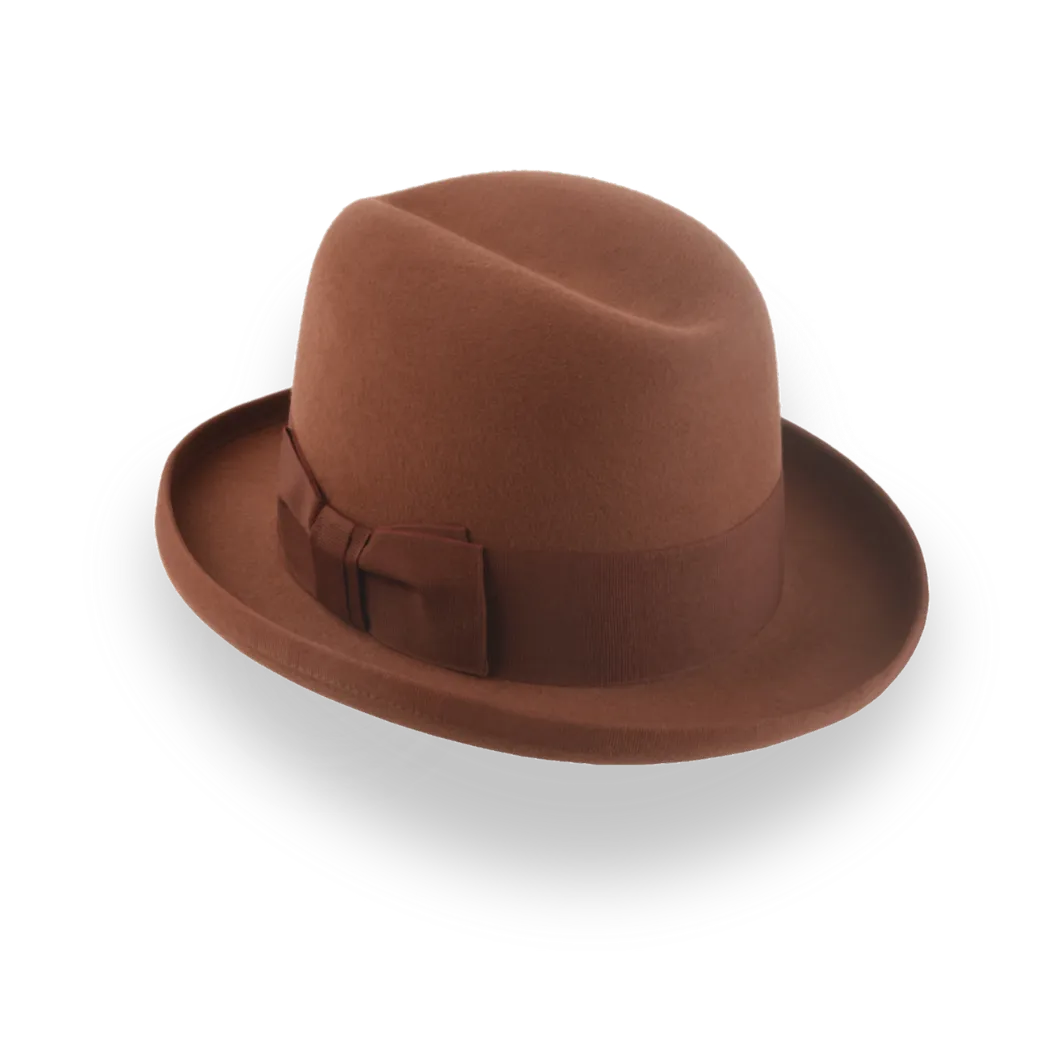 Rust Homburg Hat For Men in Rich Fur Felt | The Mage - Agnoulita Hats 3