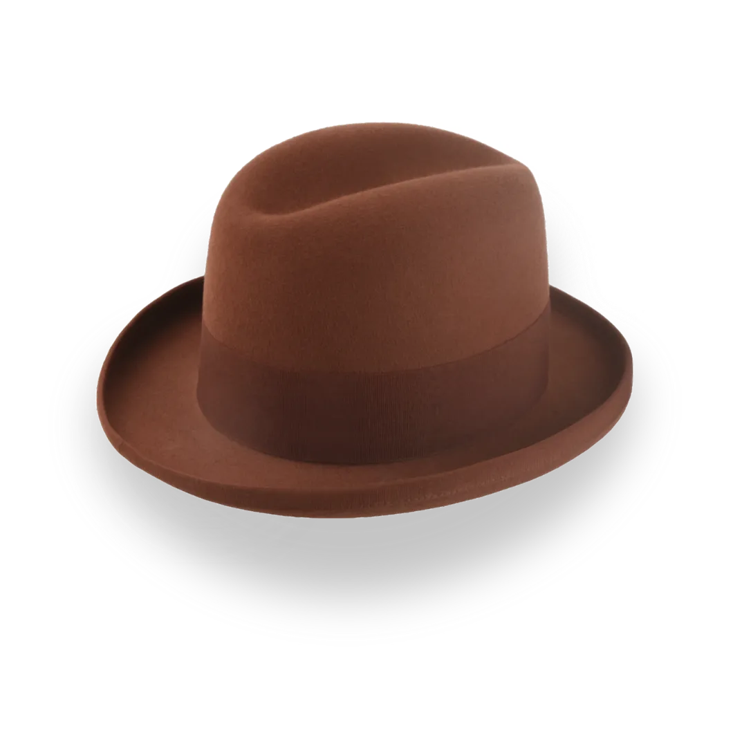 Rust Homburg Hat For Men in Rich Fur Felt | The Mage - Agnoulita Hats 4