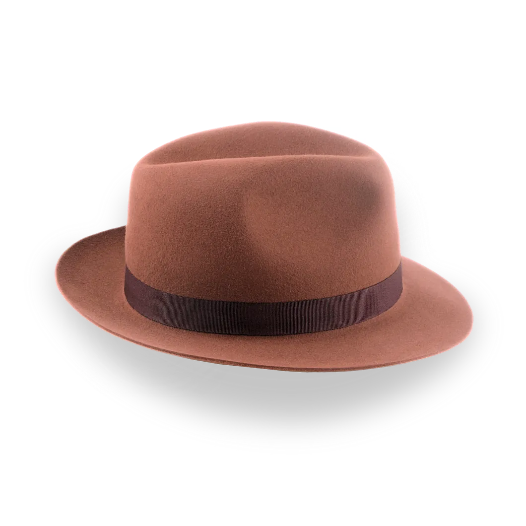 Rust Short Brim Trilby Fedora Hat in Soft Fur Felt | The Tomaso - Agnoulita Hats 5