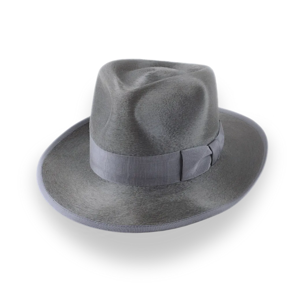 Smoke Grey Sleek Silk Finish Fedora Hat for Men | The Oliver - Agnoulita Hats 1