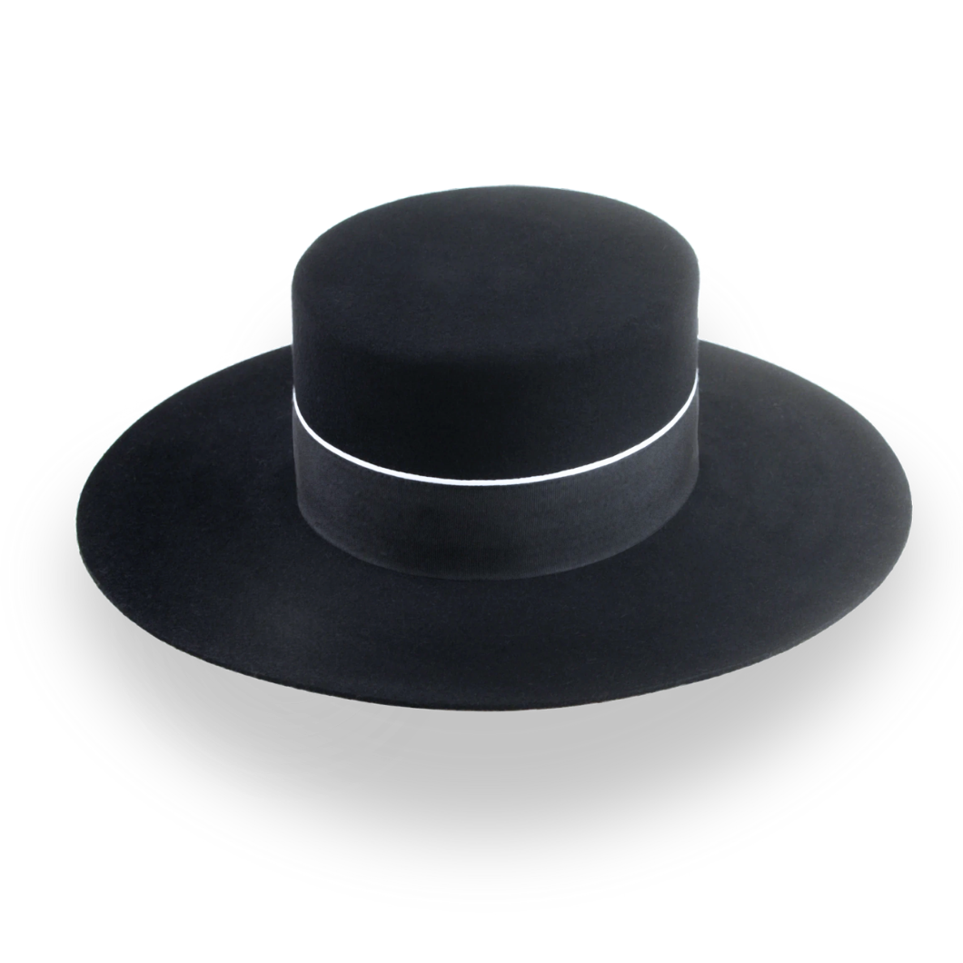 Spanish Cordobés Flat Top Hat Handmade in Black Fur Felt | The Andaluz - Agnoulita Hats 4