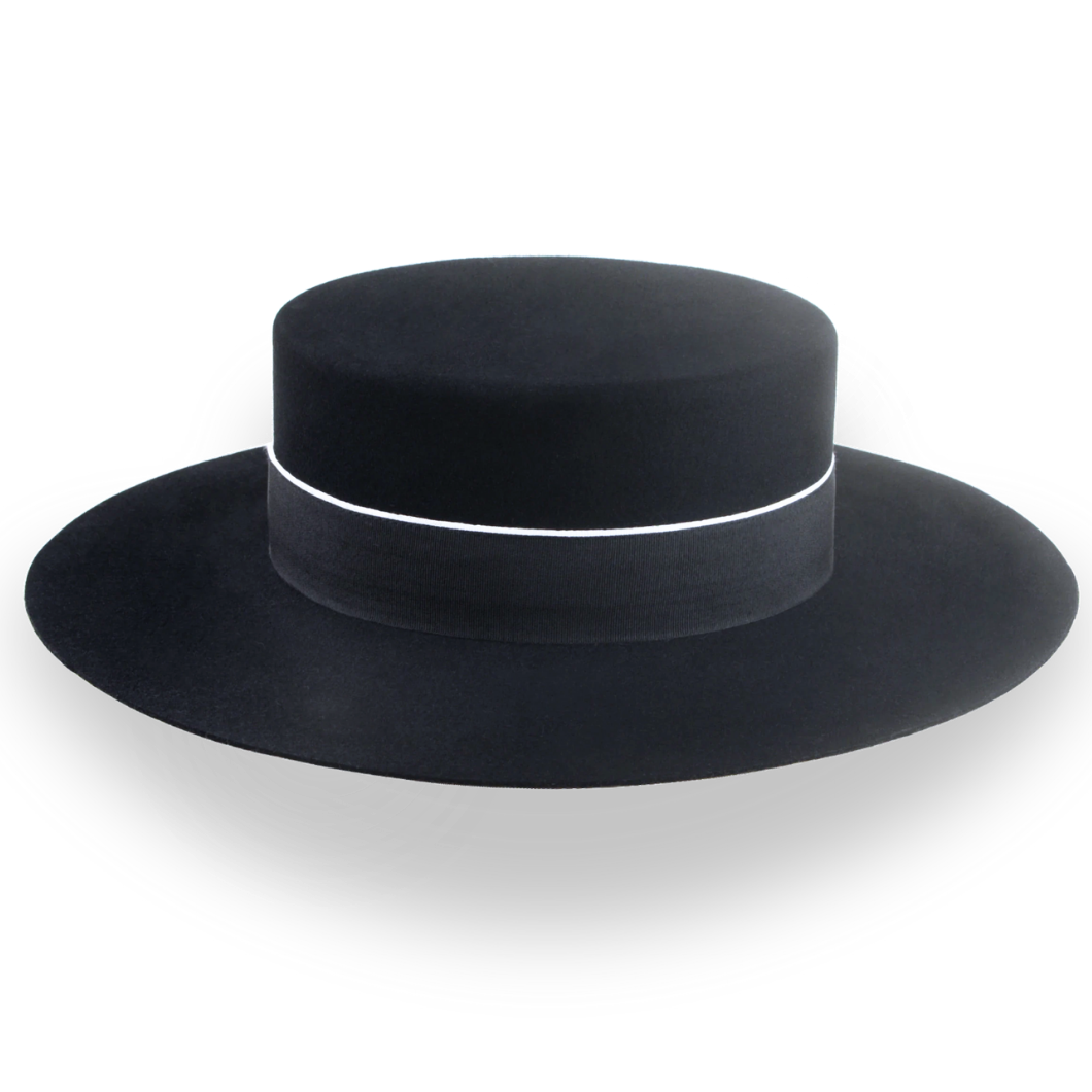 Spanish Cordobés Flat Top Hat Handmade in Black Fur Felt | The Andaluz - Agnoulita Hats 5