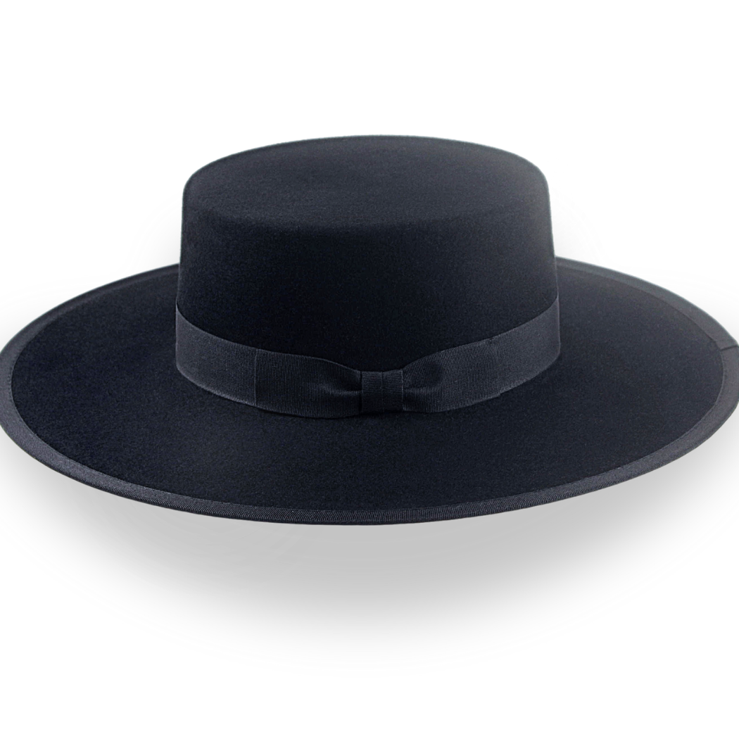 Spanish Flat Cowboy Bolero Hat in Black Fur Felt | The Gaucho - Agnoulita Hats 2