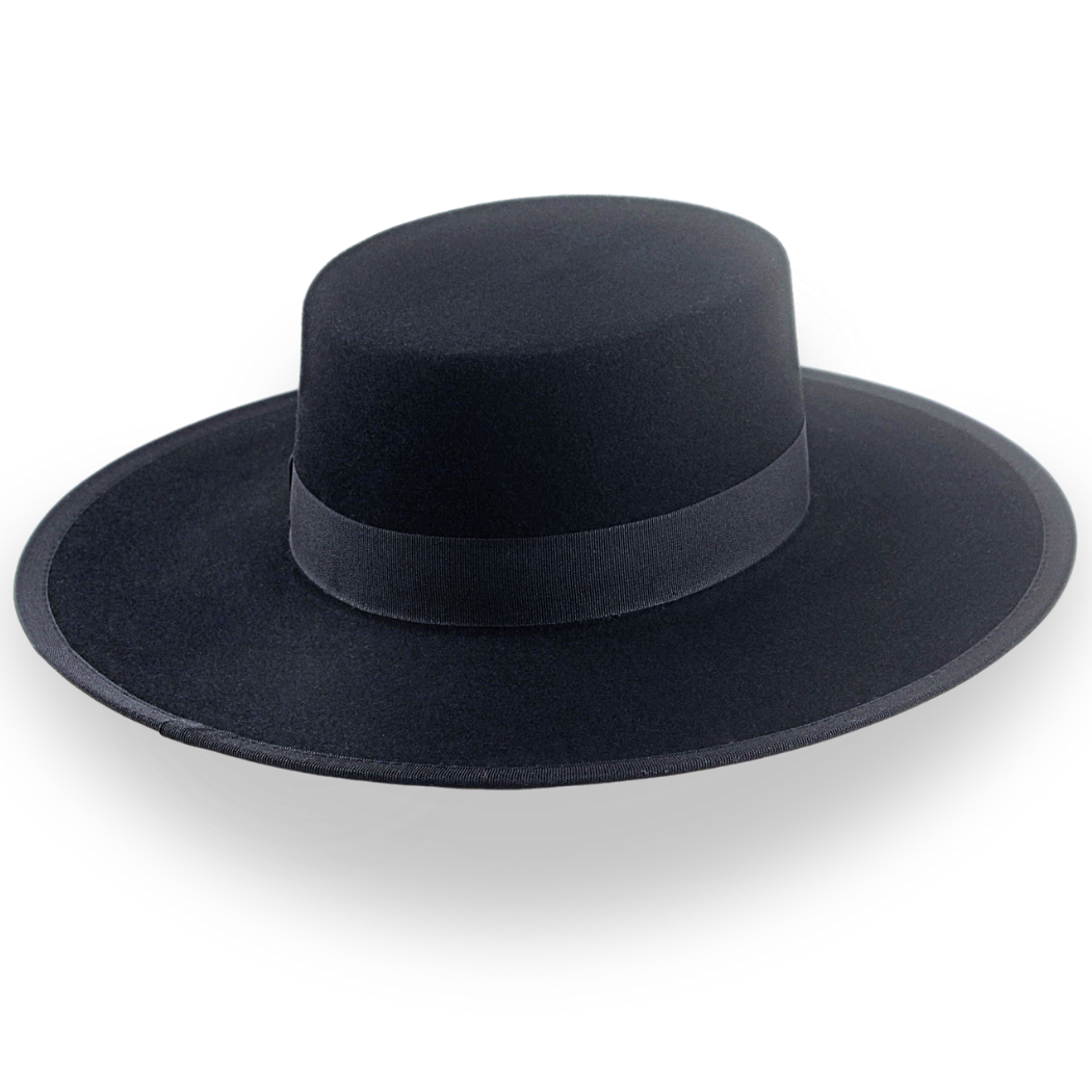 Spanish Flat Cowboy Bolero Hat in Black Fur Felt | The Gaucho - Agnoulita Hats 3