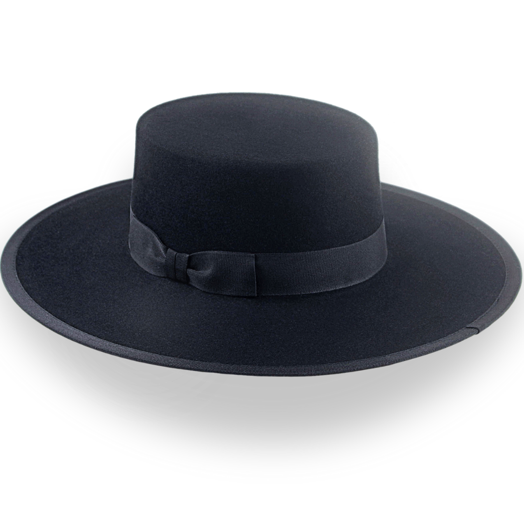 Spanish Flat Cowboy Bolero Hat in Black Fur Felt | The Gaucho - Agnoulita Hats 4