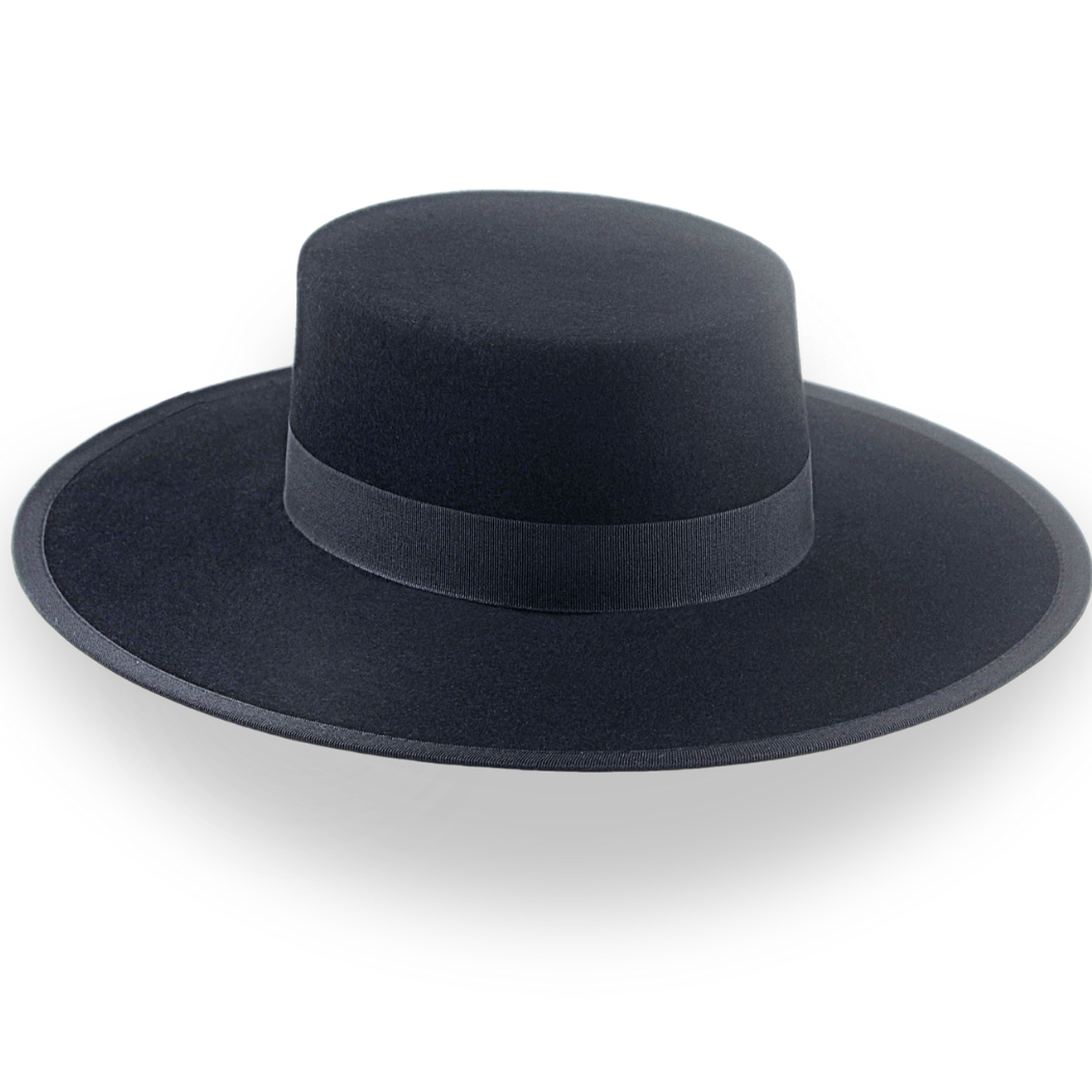 Spanish Flat Cowboy Bolero Hat in Black Fur Felt | The Gaucho - Agnoulita Hats 6