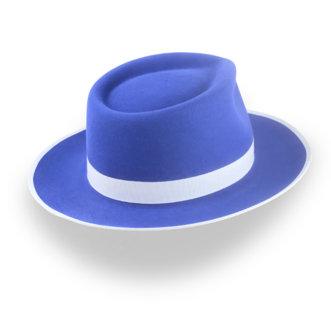Stylish Royal Blue Fedora Hat with Teardrop Crown | The Equinox - Agnoulita Hats 4