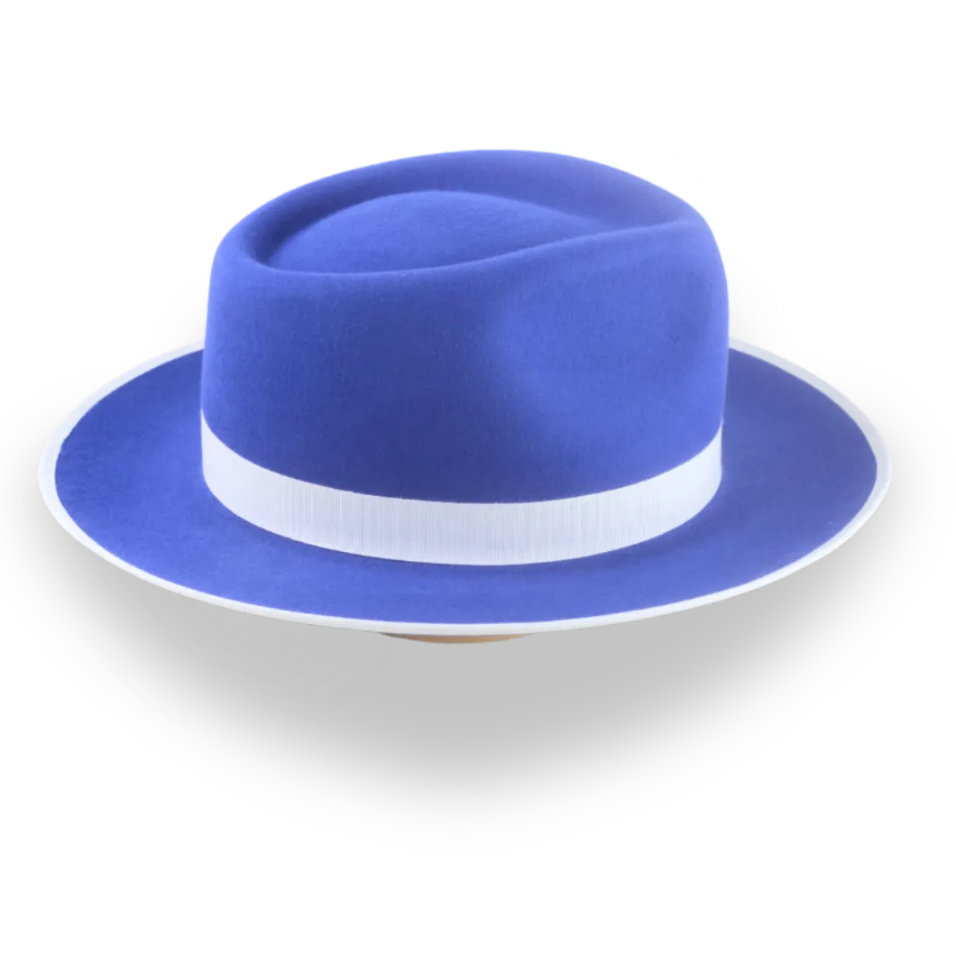 Stylish Royal Blue Fedora Hat with Teardrop Crown | The Equinox - Agnoulita Hats 5